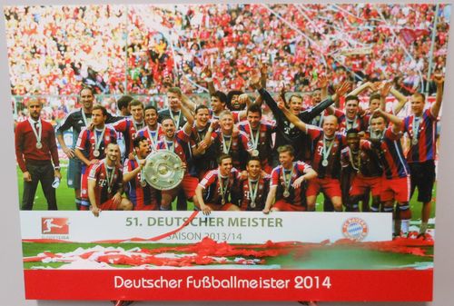 FC Bayern München Deutscher Fußball Meister 2014 Fan Card 21x15 cm (BC0022)
